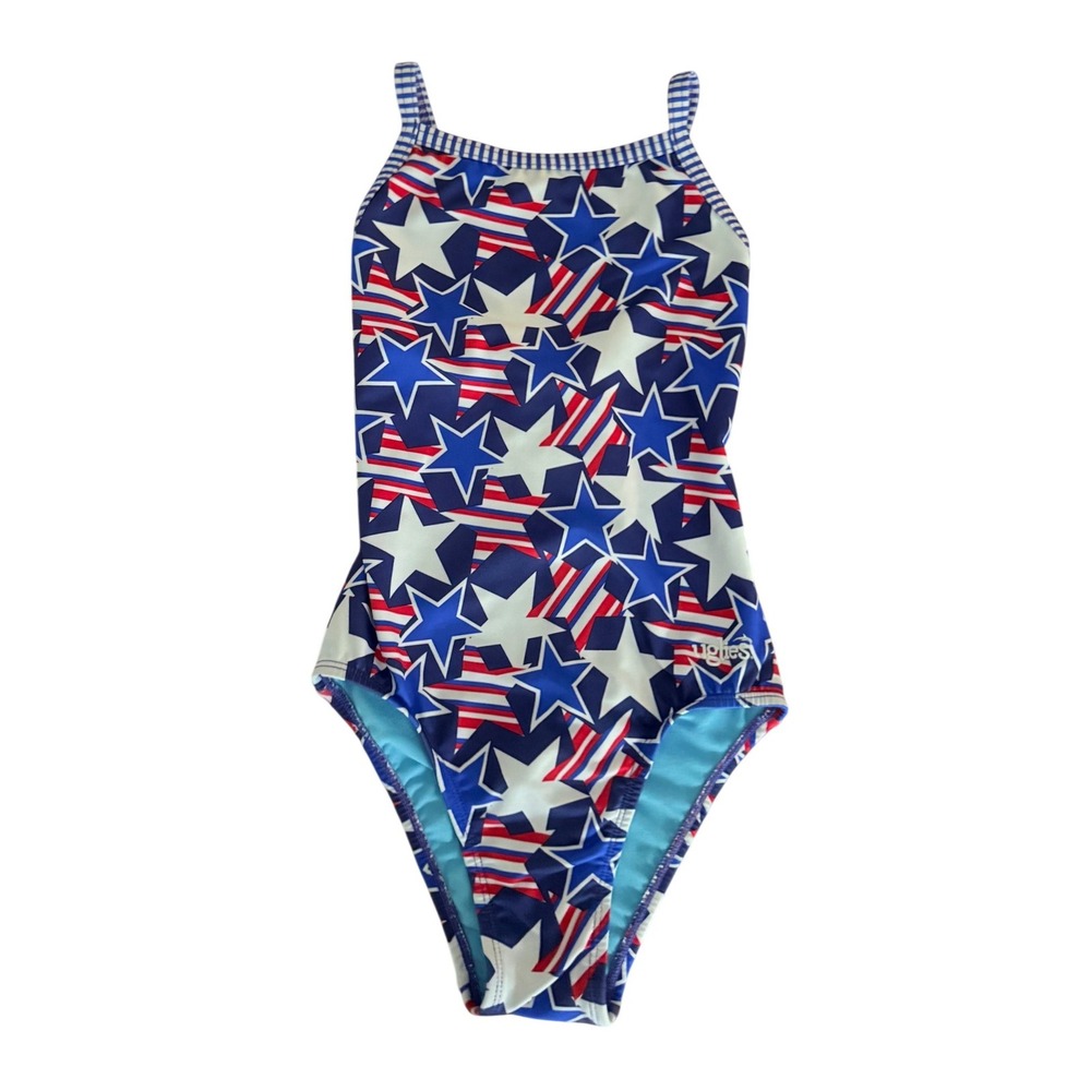 Dolfin Uglies Kids Patriotic Stars Stripes One Piece Swimsuit Red White Blue